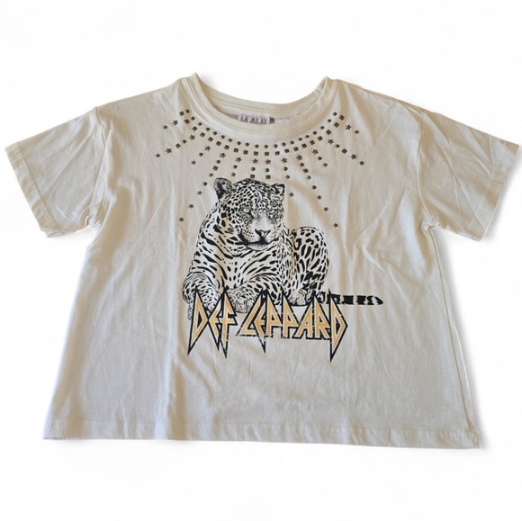 Other - Licensed- Def Leppard Studded Graphic Crop Tee
